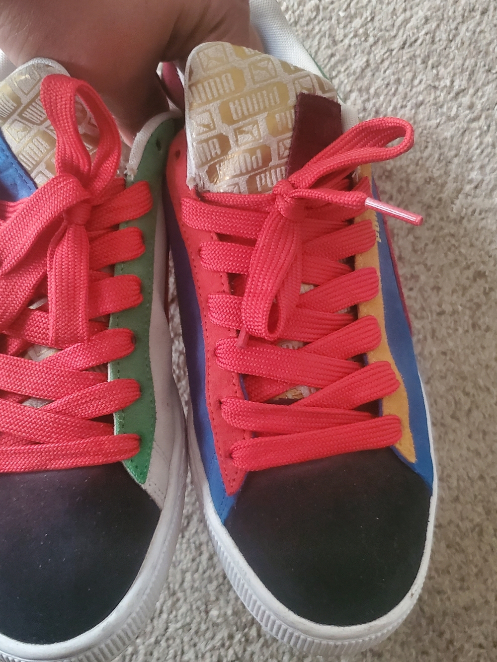 Puma Multicolor Low-Top Sneakers with Red Laces